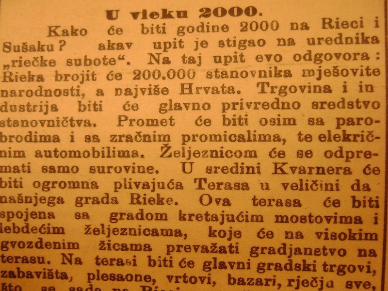 U vieku 2000.: Budućnost grada Rijeke prema viđenju uredništva Novoga lista iz 1906. godine